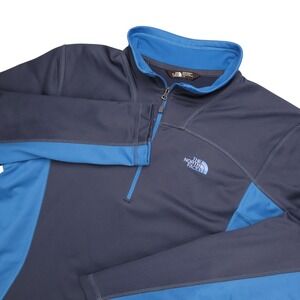 The North Face Tech Glacier 1/4 Zip Men's L Long Sleeve Athletic Top Blue Gray